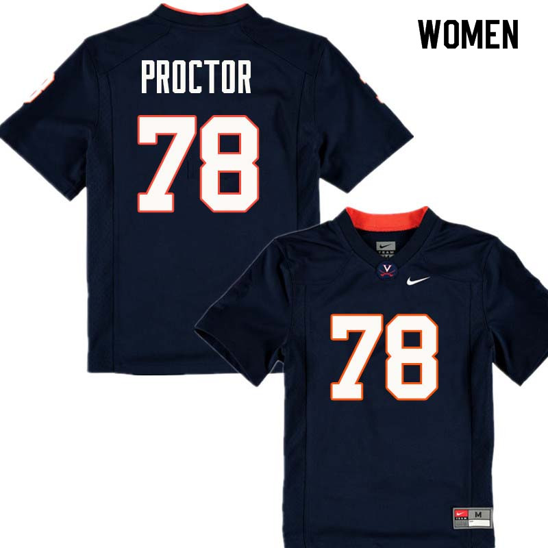 Women #78 R.J. Proctor Virginia Cavaliers College Football Jerseys Sale-Navy
